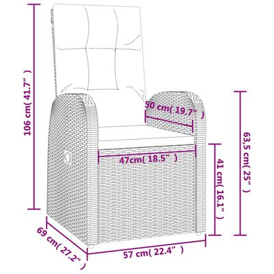 vidaXL Ensemble à manger de jardin coussins 7pcs Noir Résine tressée