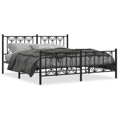 vidaXL Cadre de lit métal sans matelas avec pied de lit noir 183x213cm