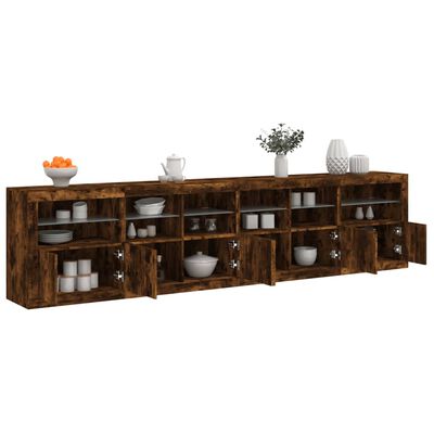 vidaXL Buffet avec lumières LED chêne fumé 283x37x67 cm