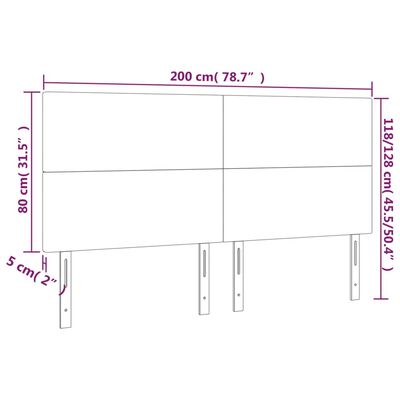 vidaXL Tête de lit à LED Noir 200x5x118/128 cm Velours