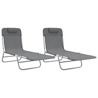 vidaXL Chaises longues pliables lot de 2 gris textilène et acier