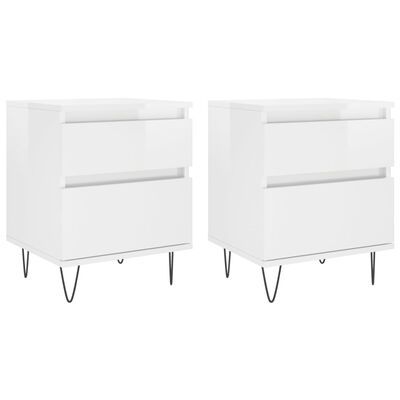 vidaXL Tables de chevet 2 pcs blanc brillant 40x35x50 cm