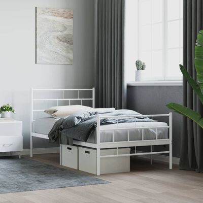 vidaXL Cadre de lit métal sans matelas avec pied de lit blanc 80x200cm