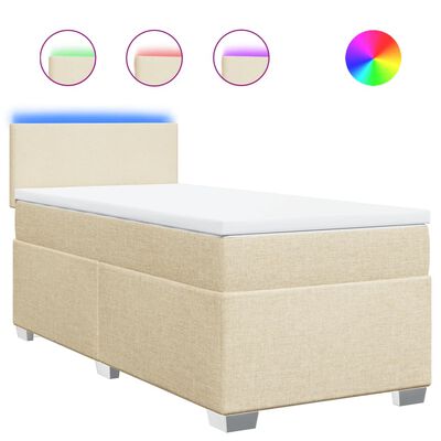 vidaXL Sommier à lattes de lit avec matelas Crème 90x200 cm Tissu