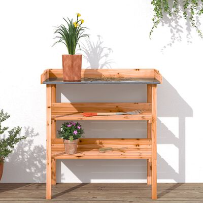 vidaXL Table à plantes avec étagères marron 78x38x82,5cm bois de sapin