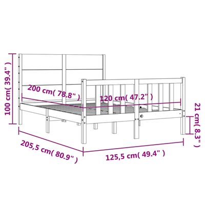 vidaXL Cadre de lit sans matelas 120x200 cm bois de pin massif