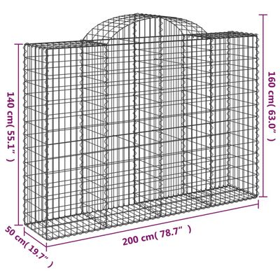 vidaXL Paniers à gabions arqués 25 pcs 200x50x140/160 cm Fer galvanisé