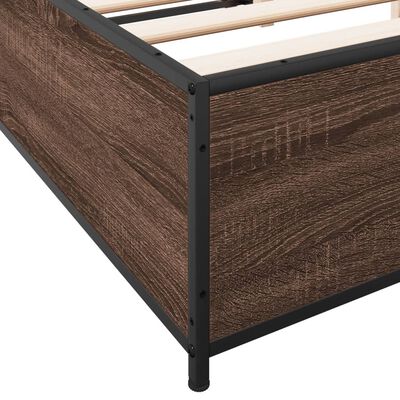 vidaXL Cadre de lit chêne marron 140x200 cm bois d'ingénierie et métal