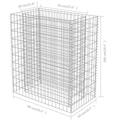 vidaXL Lit surélevé à gabion Acier galvanisé 90x50x100 cm