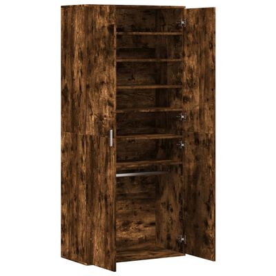 vidaXL Armoire à chaussures chêne fumé 80x39x178 cm bois d'ingénierie