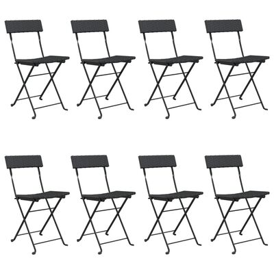 vidaXL Chaises de bistrot pliantes lot de 8 Noir Résine tressée acier