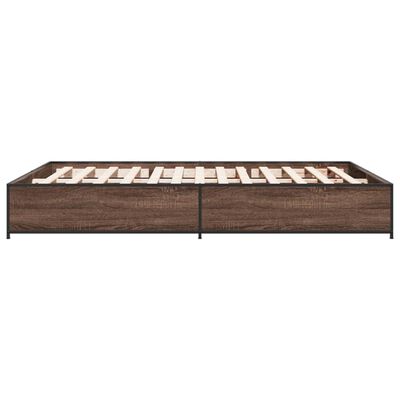 vidaXL Cadre de lit chêne marron 140x200 cm bois d'ingénierie et métal