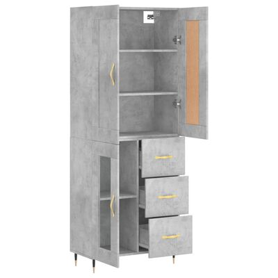 vidaXL Buffet haut Gris béton 69,5x34x180 cm Bois d'ingénierie