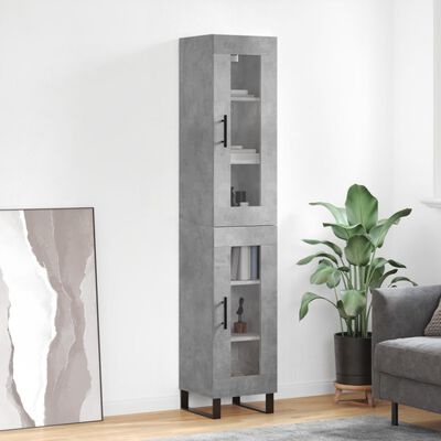 vidaXL Buffet haut Gris béton 34,5x34x180 cm Bois d'ingénierie