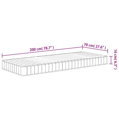 vidaXL Matelas en mousse moyennement doux 70x200 cm