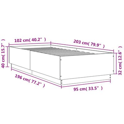 vidaXL Cadre de lit sonoma gris 100x200 cm bois d'ingénierie