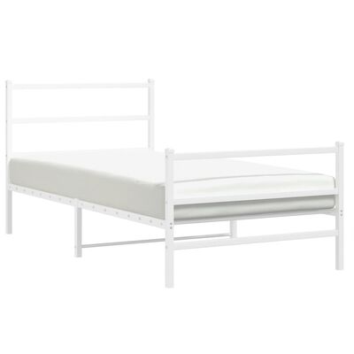 vidaXL Cadre de lit métal sans matelas et pied de lit blanc 100x200 cm