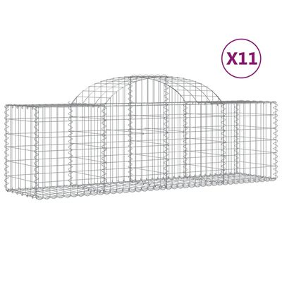 vidaXL Paniers à gabions arqués 11 pcs 200x50x60/80 cm Fer galvanisé