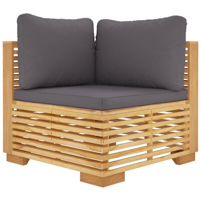 vidaXL Salon de jardin 3 pcs avec coussins Bois de teck solide