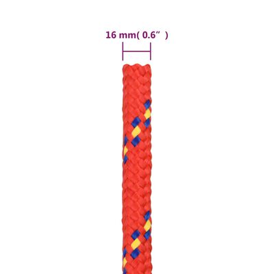 vidaXL Corde de bateau Rouge 16 mm 100 m Polypropylène