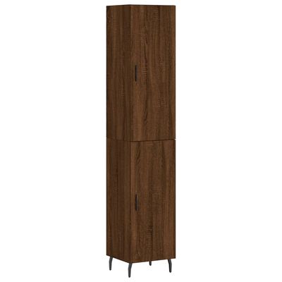 vidaXL Buffet haut Chêne marron 34,5x34x180 cm Bois d'ingénierie