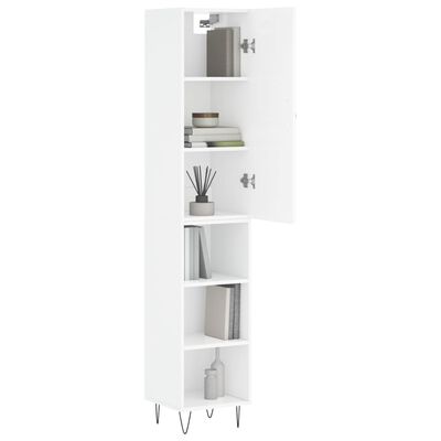 vidaXL Buffet haut Blanc brillant 34,5x34x180 cm Bois d'ingénierie