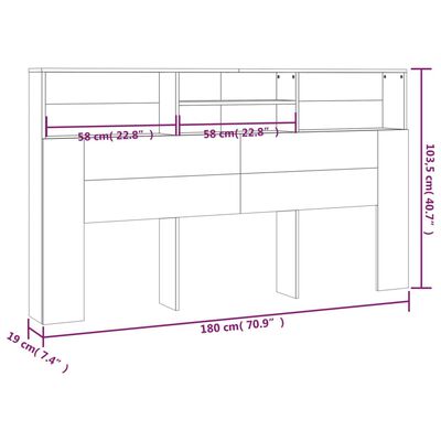 vidaXL Armoire de tête de lit chêne sonoma 180x19x103,5 cm