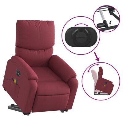 vidaXL Fauteuil inclinable de massage électrique Rouge bordeaux Tissu