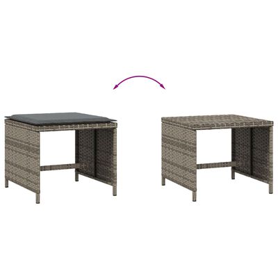 vidaXL Tabourets de jardin avec coussins lot de 4 gris résine tressée