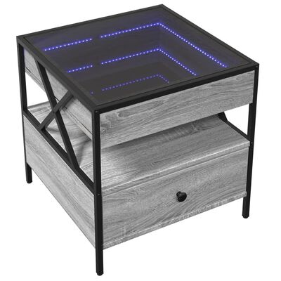 vidaXL Table basse avec LED Infinity sonoma gris 50x50x51 cm