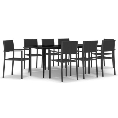 vidaXL Ensemble à manger de jardin 9 pcs Noir