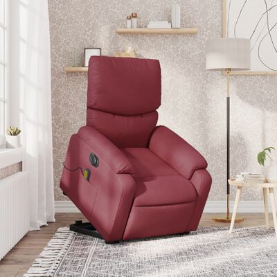 vidaXL Fauteuil inclinable de massage électrique Rouge bordeaux Tissu