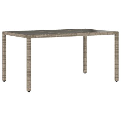 vidaXL Table de jardin 150x90x75cm Verre trempé et résine tressée Gris