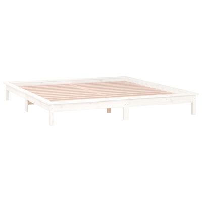 vidaXL Cadre de lit à LED sans matelas blanc 200x200 cm bois massif