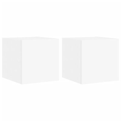 vidaXL Meubles TV muraux avec lumières LED 2 pcs blanc 30,5x35x30 cm