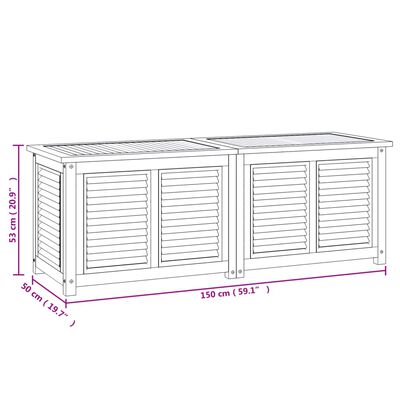 vidaXL Boîte de rangement jardin et sac 150x50x53 cm bois massif teck