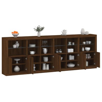 vidaXL Buffet avec lumières LED chêne marron 283x37x100 cm