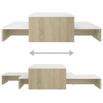 vidaXL Ensemble de tables basses gigognes Blanc chêne 100x100x26,5 cm