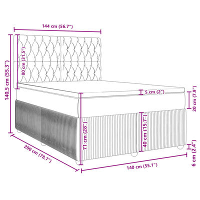 vidaXL Sommier à lattes de lit avec matelas Marron foncé 140x200 cm