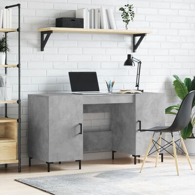 vidaXL Bureau gris béton 140x50x75 cm bois d'ingénierie