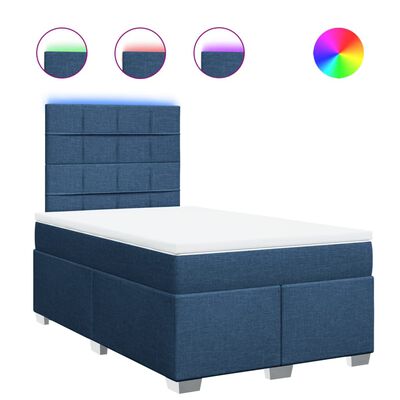 vidaXL Sommier à lattes de lit avec matelas Bleu 120x200 cm Tissu