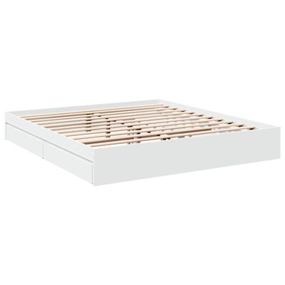 vidaXL Cadre de lit avec tiroirs sans matelas blanc 200x200 cm