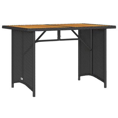 vidaXL Table de jardin et dessus en bois noir 110x68x70 cm poly rotin