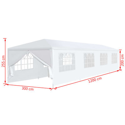 vidaXL Tonnelle de jardin 3x12 m Blanc