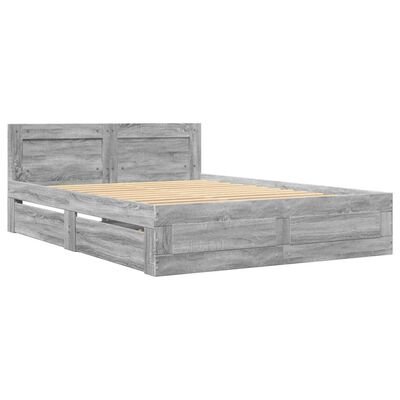 vidaXL Cadre de lit et tête de lit sans matelas sonoma gris 140x190 cm