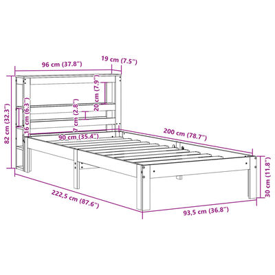 vidaXL Cadre de lit avec tête de lit sans matelas blanc 90x200 cm