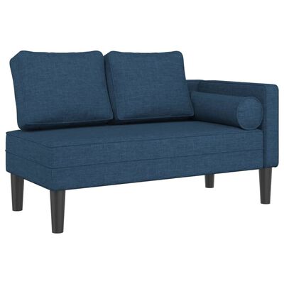 vidaXL Chaise longue avec coussins bleu tissu