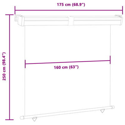 vidaXL Auvent latéral de balcon 175x250 cm Gris