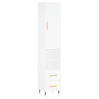 vidaXL Buffet haut Blanc 34,5x34x180 cm Bois d'ingénierie