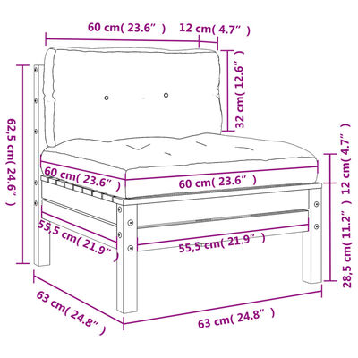 vidaXL Canapé de jardin sans accoudoirs et coussins 2 pcs bois douglas